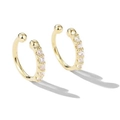 Elegant gold-plated C-shape ear cuffs with white zircons for non-pierced ears - Gold Beaded Rhinestone Ear Bone Clip