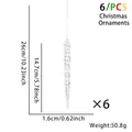 Set of 6 clear acrylic icicle Christmas tree ornaments with 14.7cm textured crystal design - Icicle Pendants (6PCS)