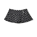 Jupe plissée noire à pois pour femmes avec boutons décoratifs argentés sur le côté - S / Noir Blanc Polka Dot
