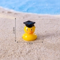 Miniature yellow rubber duck with black graduation cap for DIY micro landscape decor - Graduation Duck