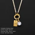 Collana di lusso in acciaio inossidabile placcato oro 14K con strass e lettera E - Lettera E