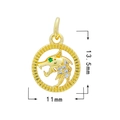 18K gold plated dragon head pendant with green gem eye and crystals, 13.5mm size - Gold - Wolf Head 1539