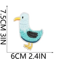 Detailed size view of seagull embroidery patch with 7.5cm height and 6cm width - Seagull