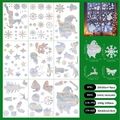 Détails de 105 autocollants statiques de Noël avec rennes et motifs arc-en-ciel brillants - Style Cadeau De Flocon De Neige De Noël (XC2301)