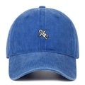 Dark blue washed denim baseball cap with white astronaut embroidery in vintage style - Dark Blue