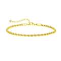 Gold twist rope chain bracelet with lobster clasp and a small diamond charm detail - Gold 7 (Rope Chain)