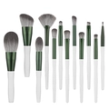 12-teiliges Profi-Make-up-Pinsel-Set mit grünen Zwingen und weißen konischen Griffen - 12-Teiliges Set Mit Einzigartigem Griff