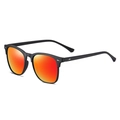 Classic retro polarized sunglasses with matte black frames and orange mirrored lenses - Black Frame Red Mirror