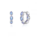 S925 sterling silver hoop earrings featuring marquise-cut blue gradient stones - Blue Zirconia (Platinum Plated)
