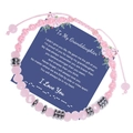 Bracciale intrecciato in quarzo rosa con codice Morse e biglietto regalo per la nipote - A mia nipote