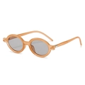 Gafas de sol ovales con montura ámbar traslúcida y cristales grises polarizados - Marco de Té de Gelatina Lentes Gris Claro