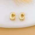 Minimalist 18K gold plated copper earrings in letter C shape with smooth finish - Gold Letter C