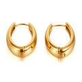 Minimalist thick oval hoop earrings in polished gold stainless steel for women - Gold