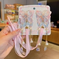 Pink butterfly hair clips with pearls, tassels and long ribbons for Hanfu costumes - Best Seller / Yingxi Pink Butterfly Style (X453)