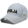 Light blue breathable mesh baseball cap with NY and JA letter embroidery for sport - Light Gray