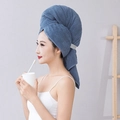 Asciugamano per capelli in microfibra blu con trama a nido d'ape e chiusura a bottone - Blu Scuro Nido d'ape