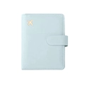 Light blue RFID leather passport holder with gold airplane accent and magnetic closure - Light Blue