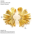 Detail view showing dimensions of gold-plated stainless steel pearl earrings with rhinestones - Fan Radiation Style (SE858G)