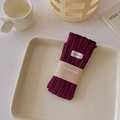 Deep burgundy ribbed knit socks with lettuce edge trim and woven brand label detail - One Size / Deep Purple