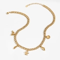 Collier doré thème océan avec pendentifs étoile de mer et coquillage sur chaîne - Collier Doré (KD1331)