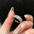 18K gold plated zircon ring with purple and white stones shown on hand macro shot - Gold (18K Gold Plated)