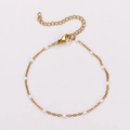 18k gold plated stainless steel chain bracelet with white beads and lobster clasp - Gold-White
