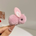 Barrette à cheveux peluche lapin rose 3D pour enfants avec fourrure douce et pince métal - Rose