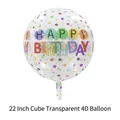 22 inch transparent 4D foil balloon with colorful confetti and Happy Birthday print - 22 Inch Square Transparent 4D Balloon-Colorful Confetti