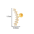 Golden flat-back stud earring with curved zircon butterfly shape, size 1.7x0.54cm - Curved Bar Row (0169-2#) / Gold