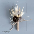 Forest style pine cone boutonniere with dried flowers and burlap rope wrapping - Style 3 Boutonnière