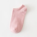 Pale pink cotton low cut invisible socks with ribbed knit texture and anti-slip cuff - Pink