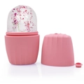 Pink silicone face ice roller mold with decorative dried flowers inside for facial cooling - Striped Style - Pink
