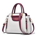 Sac à main élégant en cuir crème et bordeaux avec des finitions dorées - Rouge & Blanc