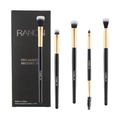 5-piece RANCAI makeup brush set with matte black handles and dual-ended brow brush - 5 Pieces Set (Boxed) / Black/Gold