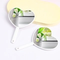 Set of two white heart-shaped handheld mirrors with plastic handles and hanging holes - 8x12cm / White