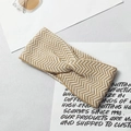 Gebreide twist-hoofdband met bruine en witte golfpatronen voor de herfst en winter - Beige + Khaki