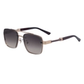 Classic square metal sunglasses with double bridge and gradient grey lenses in gold finish - Gold Brown Gray