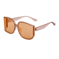 Occhiali da sole quadrati oversize con lenti arancioni e montatura rosa traslucida - Champagne
