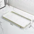 Vassoio decorativo rettangolare bianco crema con doppi manici e fondo effetto acqua - Vassoio Grande Motivo Ghiaccio / Giallo latte