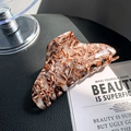 Large acetate hair claw clip featuring brown and white marble tortoiseshell texture - Floral Brown 10cm