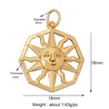 Colgante de máscara de sol dorada con marco octogonal calado y rasgos faciales grabados - L459820-Sol Cuadrado / Oro/Cara de Sol