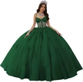 Elegante donkergroene Quinceañera galajurk met kantapplicaties en korset lijfje ontwerp - Donkergroen / 3XL