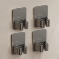 Lot de 4 supports muraux adhésifs pour balais et serpillères en finition gris foncé - Support De Serpillière Simple En Acier Inoxydable 304 - Gris Gunmetal *4