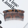 Minimalist round tortoise shell hair comb with 17 teeth in high-gloss brown leopard resin - 15 Teeth Thick Round Head / Yellow Leopard