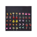 Set di 20 paia di orecchini a perno in smalto con vari motivi di frutta e piante - Set Albero di Cocco con Frutta Tropicale