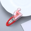Red Christmas bear hair clip with flowing sequins and glitter star filling for girls - Red Hat (Cartoon Bear)