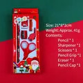 Red Christmas stationery gift set for kids with pencil, sharpener, and scissors - Christmas 616 Set - Red