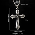 Silver stainless steel cross pendant necklace with rhinestones and vintage hip-hop style - Cross No. 12 + Steel Chain