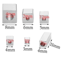 Detailed size comparison of silver stainless steel square beads with hole measurements - 3*3mm/Hole 2mm / Steel