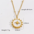 Collar de acero de titanio con colgante de estrella de nácar blanco y medidas exactas - Concha Blanca